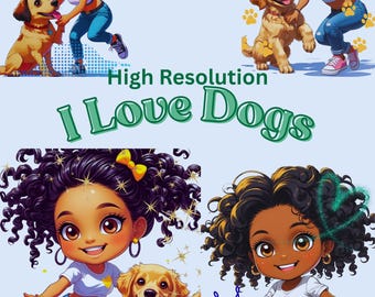 300 DPI PNG Chibi Dog Lover Clip Art