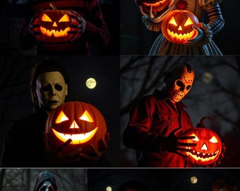Halloween Horror Movie Characters PNG: Jack-o'-Lantern Clipart (Digital Download)