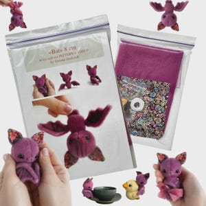 Bat - Sewing KIT, artist pattern, stuffed toy bat, cute bat tutorials, craft kits for adults, craft kits for kids – adult craft kit