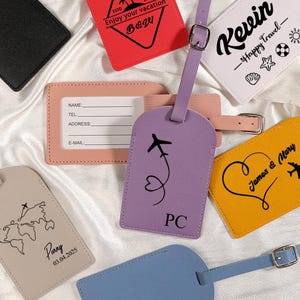 Custom Name Leather Wedding Luggage Tag, Personalised Luggage Tag, Wedding Favour, Suitcase Tag, Travel Tag, Custom Logo Tag Giveaways Gift.