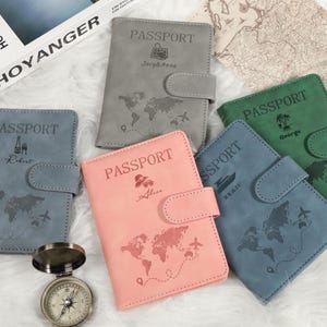 Personalized Passport Holder with Free Luggage Tag, Magnetic Travel Gift Passport Cover Wallet for Women, Custom Leather RFID Passport Case.