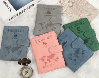 Personalized Passport Holder with Free Luggage Tag, Magnetic Travel Gift Passport Cover Wallet for Women, Custom Leather RFID Passport Case.