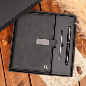 Custom Leather Journal Set,Personalized Leather Notebook ,Personalised A5 Vegan Leather Notebook,Initial Notebook Gifts,Personalized journal