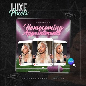 Homecoming Bookings Editable Canva Flyer| HOCO Bookings Flyer Lash Tech, Nail Tech, Hairstylist, Braids, Makeup Artist, Lash Promo Flyer