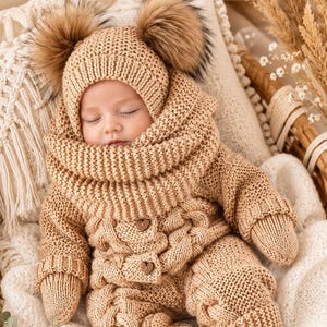 Baby Winter Knitting Pattern Set: Romper, Hat, Booties, Mittens, Snood (PDF Download, 0-12 Months)