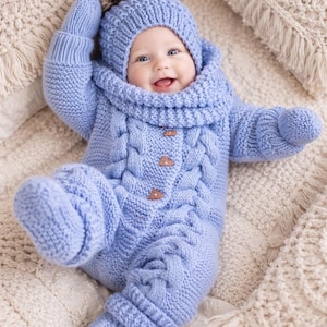Baby Winter Knitting Pattern Set: Romper, Hat, Booties, Mittens, Snood (PDF Download, 0-12 Months)