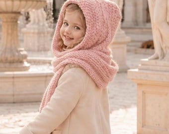 Hooded Scarf Knitting Pattern | Hoodie Scarf PDF | Garter Stitch | Kids Teens Adults