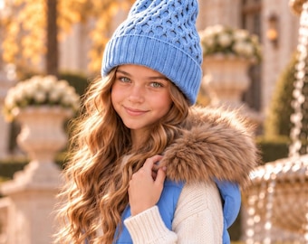 Honeycomb Cable Beanie Knitting Pattern, Merino Winter Hat, Ribbed Toque, Textured Cap, Instant PDF