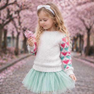 Mädchen Herz Pullover Strickmuster, Fair Isle Pullover Kinder 2-10 Jahre, schöner Pullover