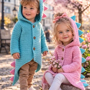 Dragon Cardigan Crochet Pattern, Dinosaur Kids Hoodie Coat