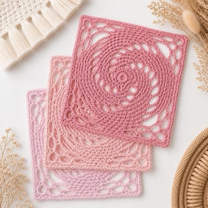 crochet granny square spiral motif boho pastel crochet square
