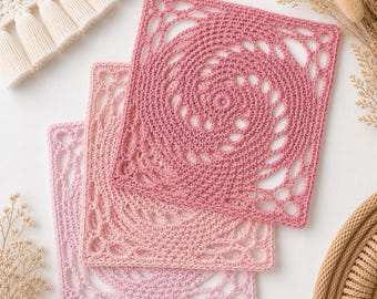 Granny Square PDF, Swirling Spiral Crochet Pattern Diagram
