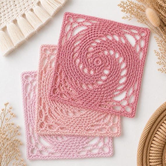 Granny Square PDF, Swirling Spiral Crochet Pattern Diagram