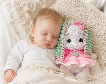 Patrón de unicornio a crochet en PDF, muñeco amigurumi de unicornio, peluche, patrón de muñeco a crochet, descarga instantánea