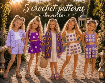 5 Häkelanleitungen für Mädchen - Sommerpakete: Kleid, Cardigan & Shorts