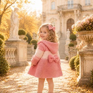 Schnittmuster für einen Baby-Hoodie, PDF-Strickjacke mit Schleife am Rücken für Mädchen, Größen 3 Monate bis 5 Jahre