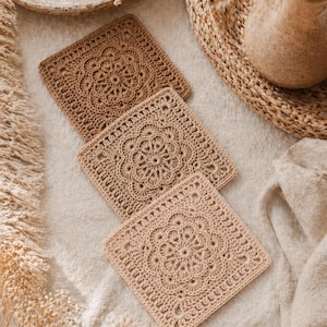 boho crochet granny square neutral tones textured pattern modern crochet design