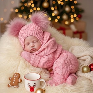 Baby-Winter-Strickmuster-Set | Overall, Mütze, Stiefel, Handschuhe & Snood | PDF Download | 0-12 Monate