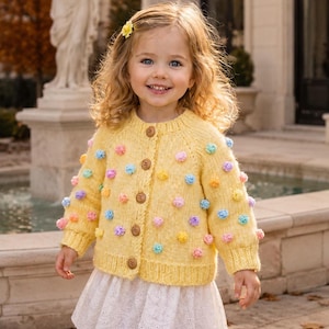 Strickanleitung für eine Baby-Strickjacke (PDF), Raglan-Design von oben nach unten mit Popcorn-Details