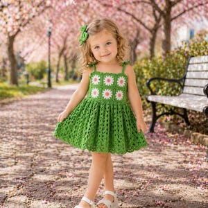 Three crochet patterns bundle, girls summer outfits, floral granny square sets