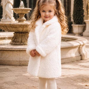 Modello PDF per cappotto lavorato a maglia, modello top-down in bouclé di alpaca per bambini, taglie 86–152 cm