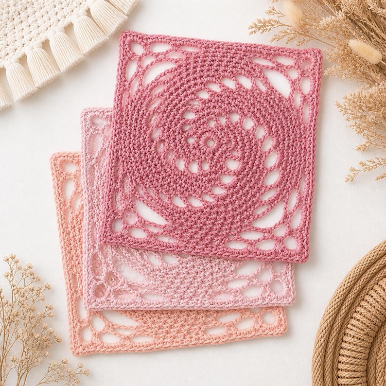 crochet granny square boho style spiral square crochet design