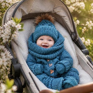 Baby Winter Knitting Pattern Bundle: Romper, Hat, Booties, Mittens, Scarf (PDF Pattern, 0-12 Months)