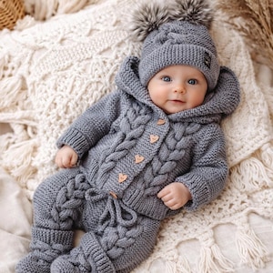 Baby Hoodie Hose Strickmuster, Säugling Outfit Set, Neugeborenen Kleidung PDF