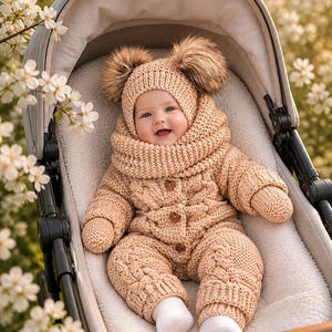 Baby-Winter-Strickmuster-Set | Overall, Mütze, Stiefel, Handschuhe & Snood | PDF Download | 0-12 Monate