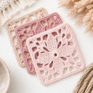 crochet granny square flower motif pastel boho crochet square pattern