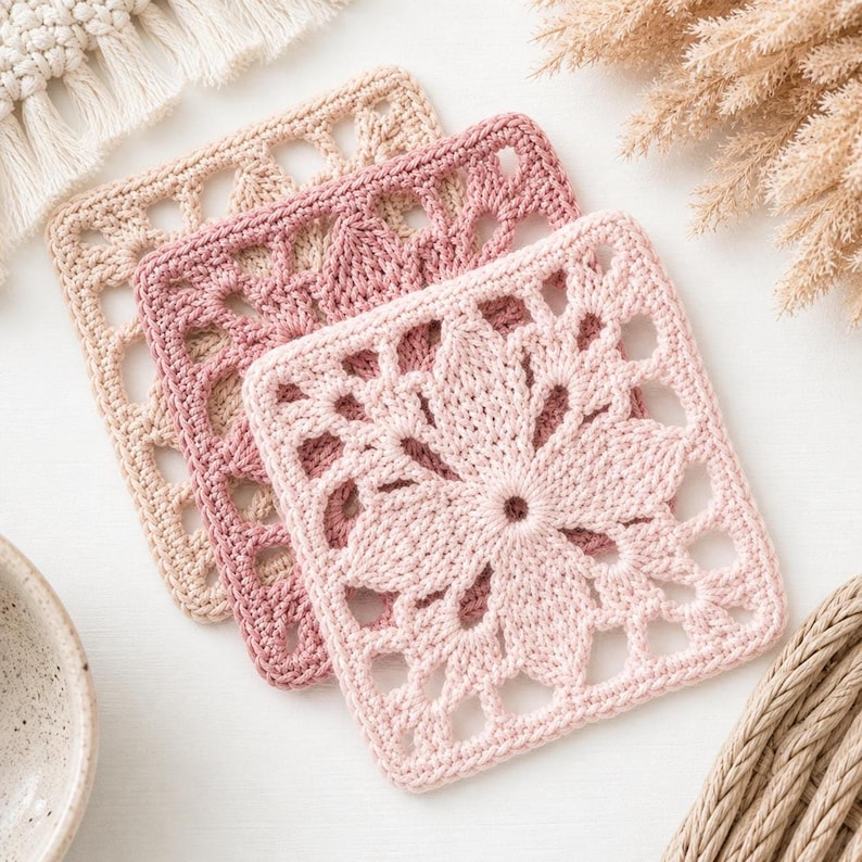 crochet granny square flower motif pastel boho crochet square pattern
