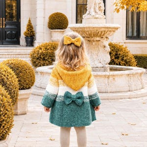 Baby Hoodie Pattern, Cozy Striped Knit Cardigan with Bow Detail
