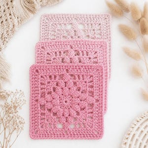 Granny Square Crochet Pattern, Flower Motif PDF Diagram Tutorial