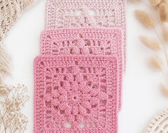 Granny Square Crochet Pattern, Flower Motif PDF Diagram Tutorial