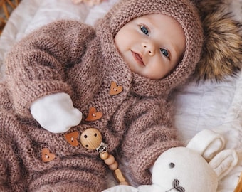 Mohair Baby Romper and Bonnet Knitting Pattern