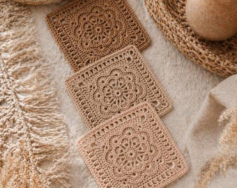 Granny Square Pattern PDF, Boho Floral Crochet Motif for Blankets