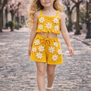 Girls crochet outfit bundle, handmade summer sets, granny square clothing for children