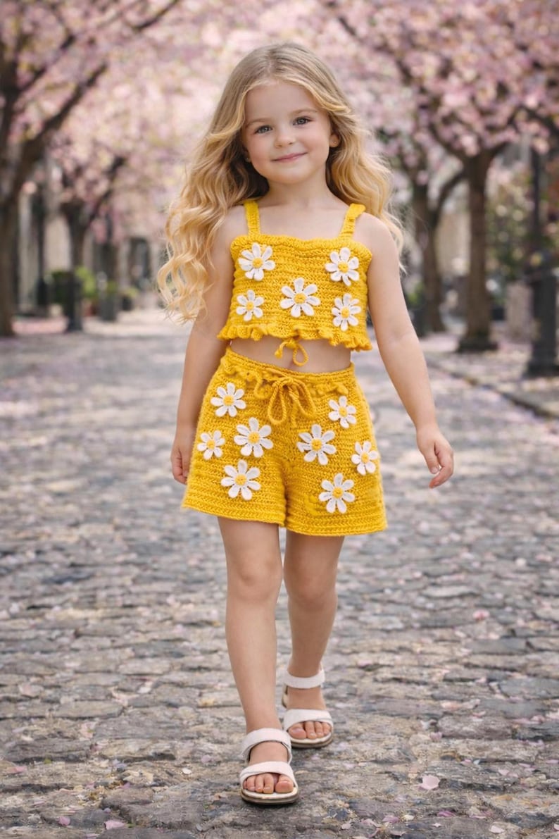 Girls crochet outfit bundle, handmade summer sets, granny square clothing for children
