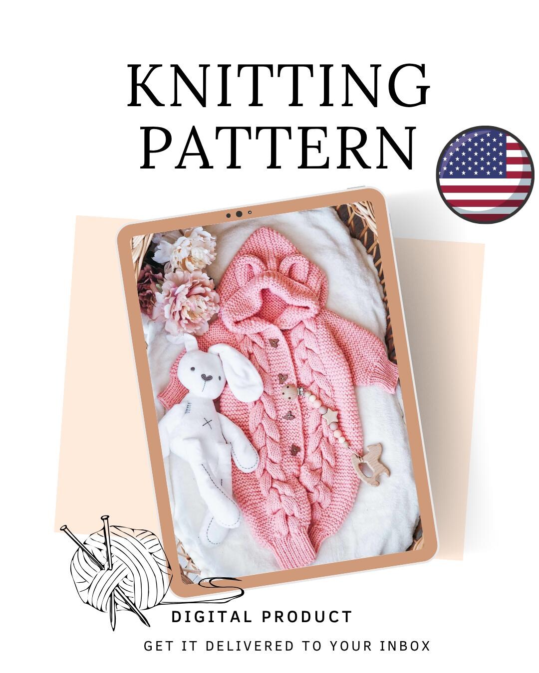 Knitting Pattern Baby Romper With Bunny Ears | Cable Knit Baby Suit PDF ...