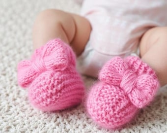 Patrón de tejido para patucos de bebé, zapatos de mohair para recién nacidos, zapatillas para bebés de 0 a 12 meses (PDF)