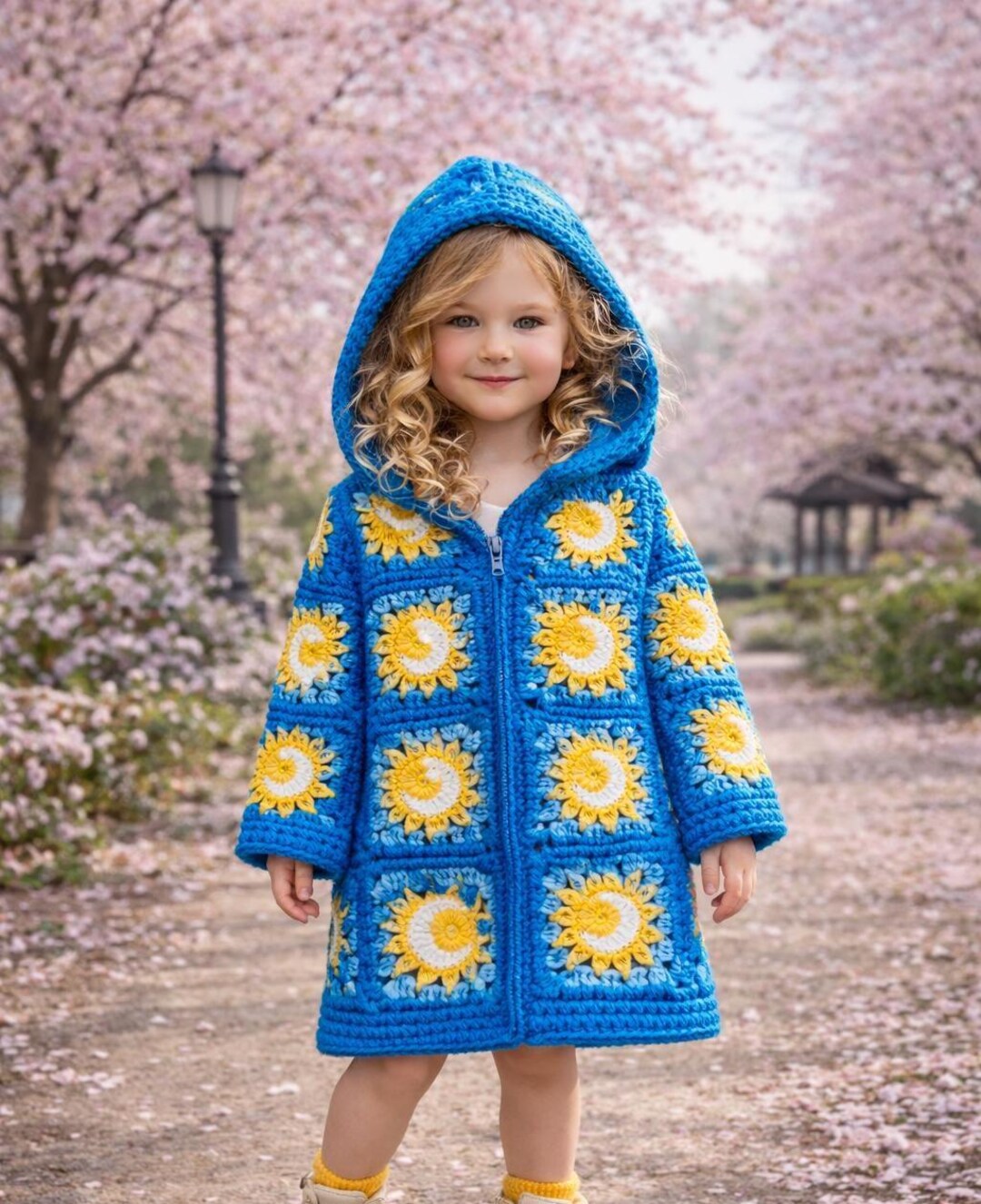 Crochet Granny Square Coat Pattern PDF, Kids Hooded Coat, Flower Jacket ...