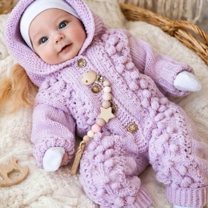 Baby Romper Knitting Pattern | PDF Download | 0-6 Months Size | Bobble Stitch Onesie with Buttons