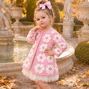 Crochet Granny Square Coat Pattern for Girls | Child Crochet Jacket