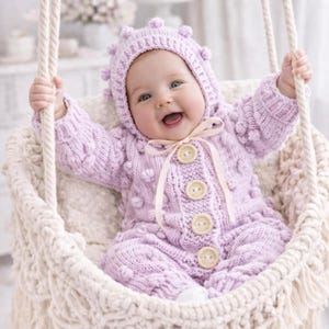 Baby-Strampler-Schnittmuster, Popcorn-Strickset für 3–6 Monate, PDF