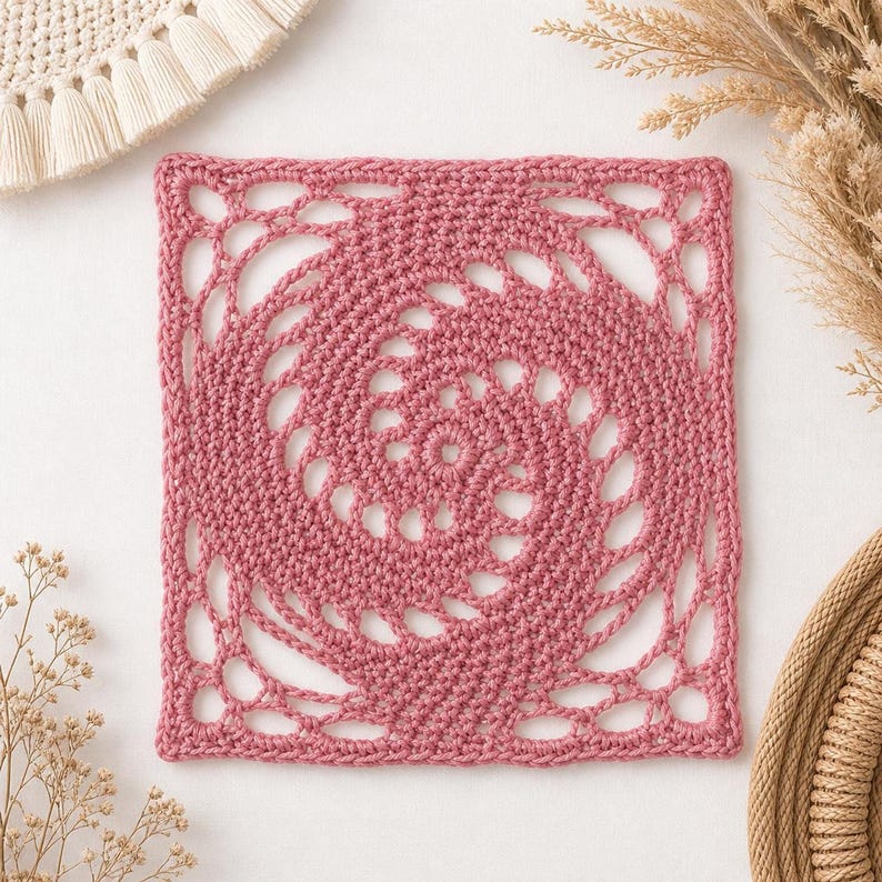 crochet granny square modern spiral motif crochet texture