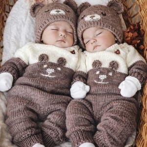 Teddy Bear Romper Knitting Pattern PDF with Matching Hat