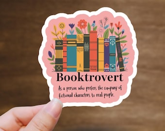Booktrovert Vinyl Sticker | BookTok Stickers for Book Lovers, Journals, Laptops, Water Bottles & Gifts