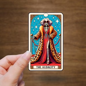 The Audacity Tarot Card Vinyl Sticker | Witchy Tarot Card– Funny Waterproof Vinyl Stickers for Spellbooks, Journals, Laptops & Gifts