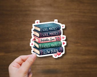Romance Book Stack Vinyl Sticker | BookTok Stickers for Book Lovers, Kindle, Journals, Laptops, Water Bottles & Gifts