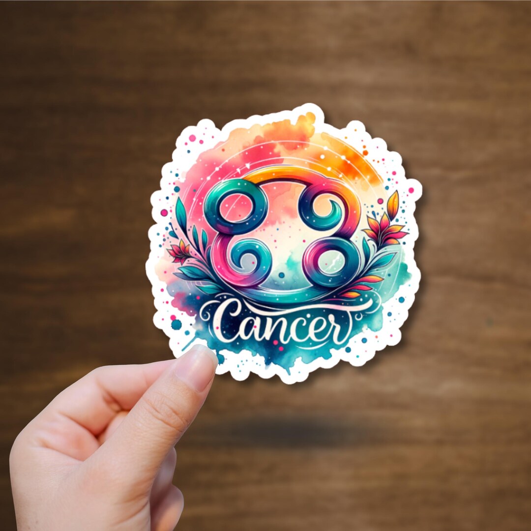 Cancer Zodiac Sign Watercolor Sticker – Astrology Vinyl Decal for ...